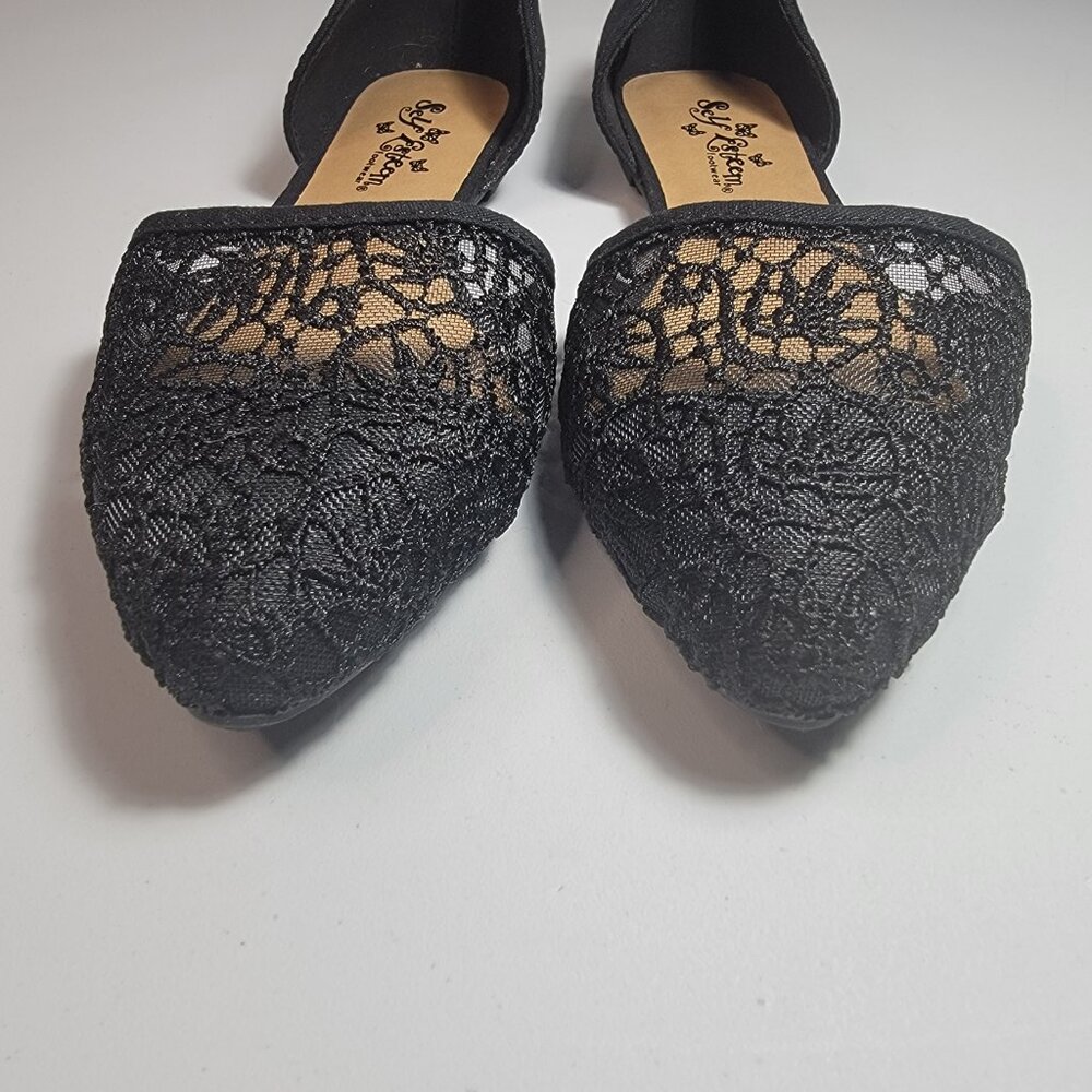 Self Esteem Footwear Women's Black Lace Flats Size 7 - Picture 3 of 12